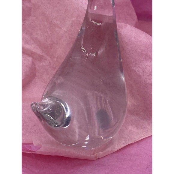 Hand Blown Crystal 10"Tx2"W Swan Paper Weight Crystal Clear MCM - Picture 7 of 9